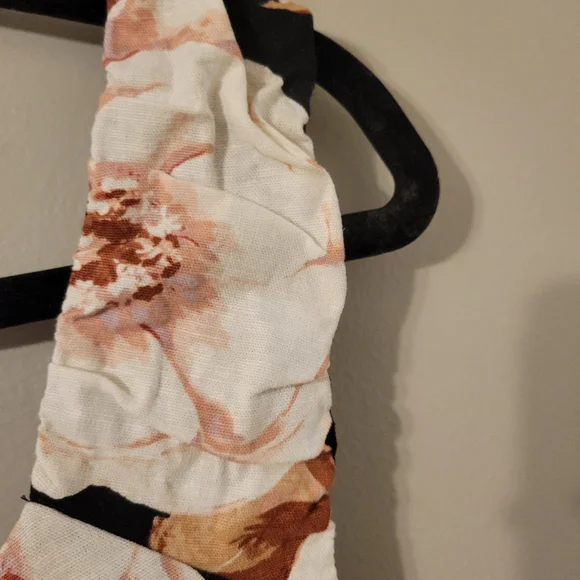 Express Floral Cream and Brown Linen Blend  Bodycon Sleeveless Dress. Size M - Picture 11 of 14